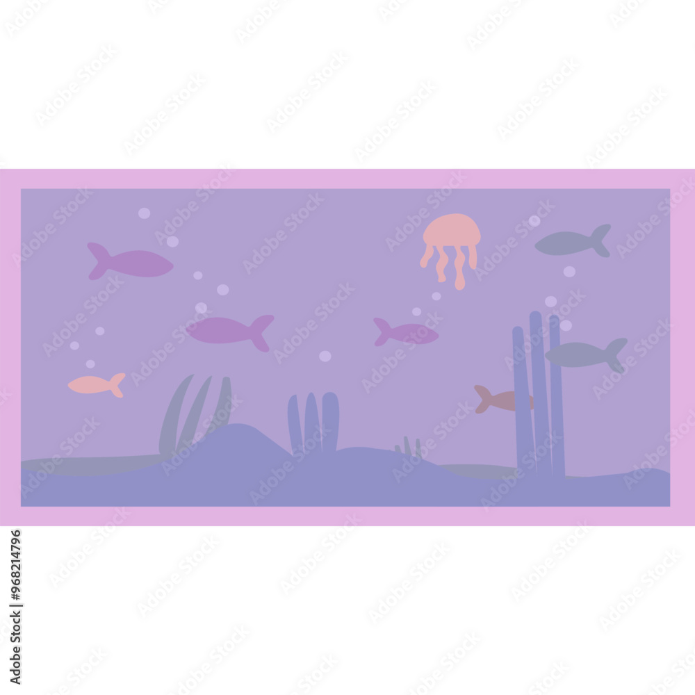 Fish aquarium vector icon glass tank isolated