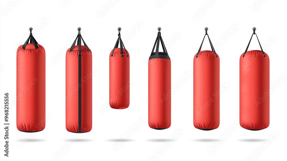 Vector illustration of punching bags in various shapes for boxing ...