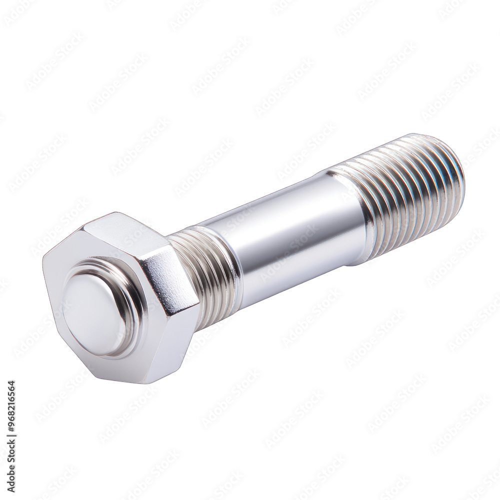 A close-up view of a shiny metal bolt, showcasing its smooth finish and precise threading essential for mechanical applications. transparent background A close-up view of a shiny metal bolt, showcasing its smooth finish and precise threading essential for mechanical applications. transparent background