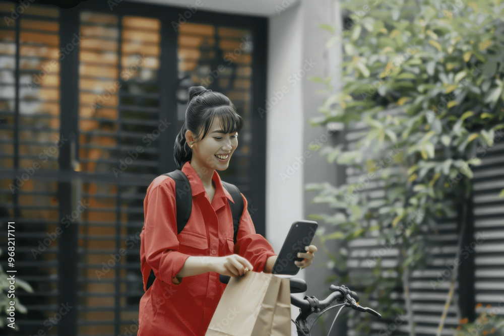 Deliverywoman delivered package to your home Deliverywoman delivered package to your home