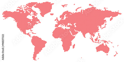 World map vector with red colored round dotted