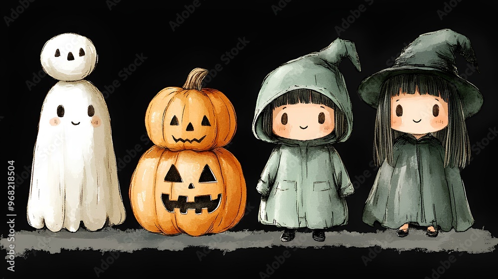 Halloween illustration set flat Halloween illustration set flat