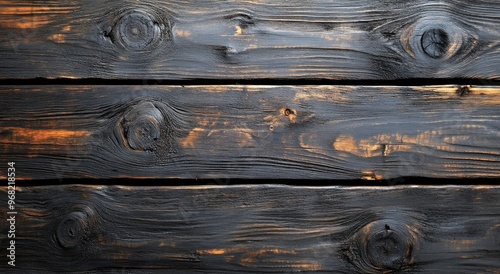 Detailed close-up of charred wood showcasing textures and natural patterns in...