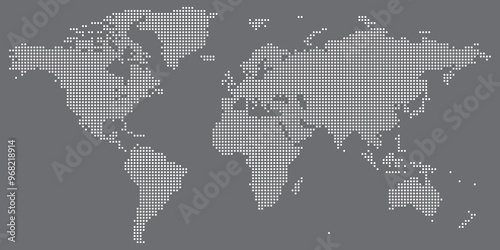 Fototapeta Naklejka Na Ścianę i Meble -  White on gray dotted world map vector