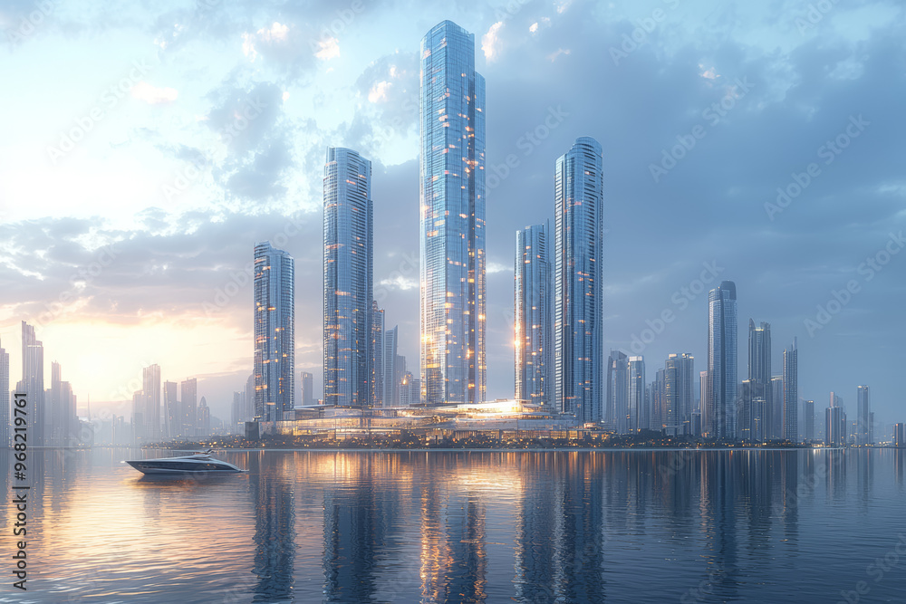A city skyline with new skyscrapers emerging, showcasing urban growth and modern architecture. Concept of urban development and city planning. A city skyline with new skyscrapers emerging, showcasing urban growth and modern architecture. Concept of urban development and city planning.