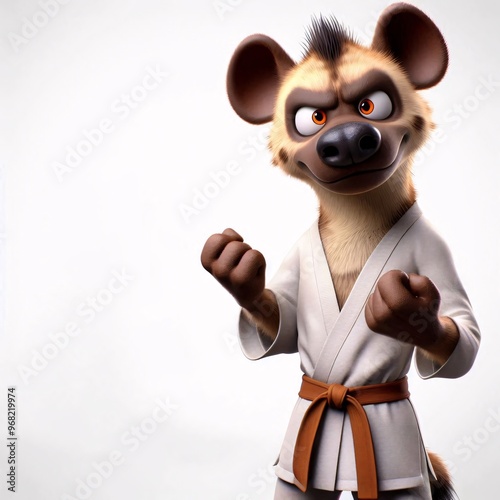 Karate animals on white background
 photo