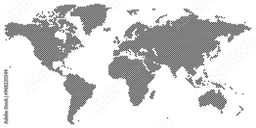 Tetragon world map vector black on white