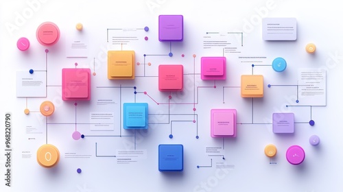 Abstract diagram with colorful blocks and connections for data flow.