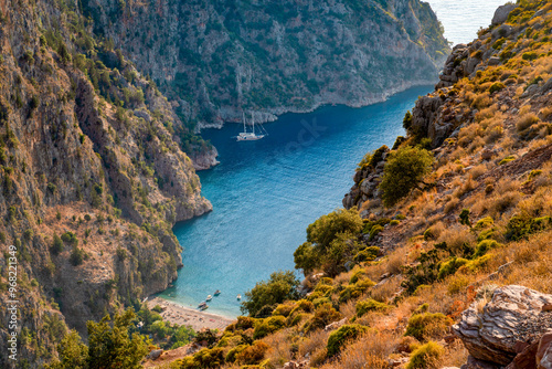 Fototapeta Naklejka Na Ścianę i Meble -  Aerial view of the Butterfly Valley Fethiye, Mugla, Turkey