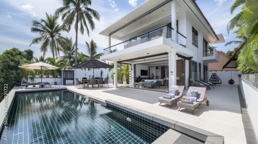 Fototapeta premium Luxury Villa with Swimming Pool in Tropical Paradise