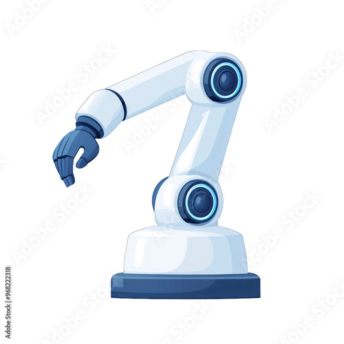 A modern robotic arm designed for automation in various industries, showcasing advanced technology and precision engineering. transparent background