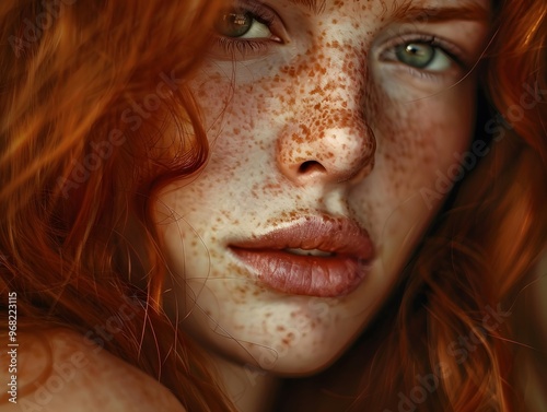 Freckled Beauty- Closeup Portrait of a Redhead Girl