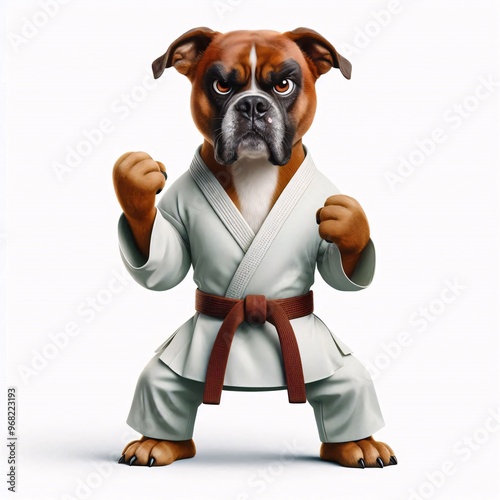 Karate animals on white background
 photo