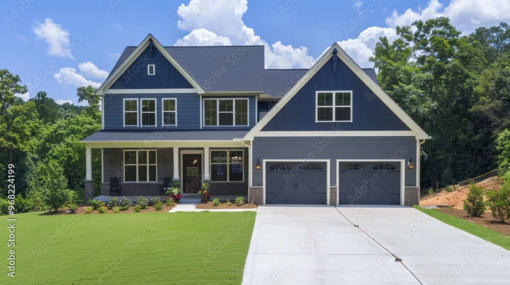 Modern Two-Story House with Brick Accent Modern Two-Story House with Brick Accent