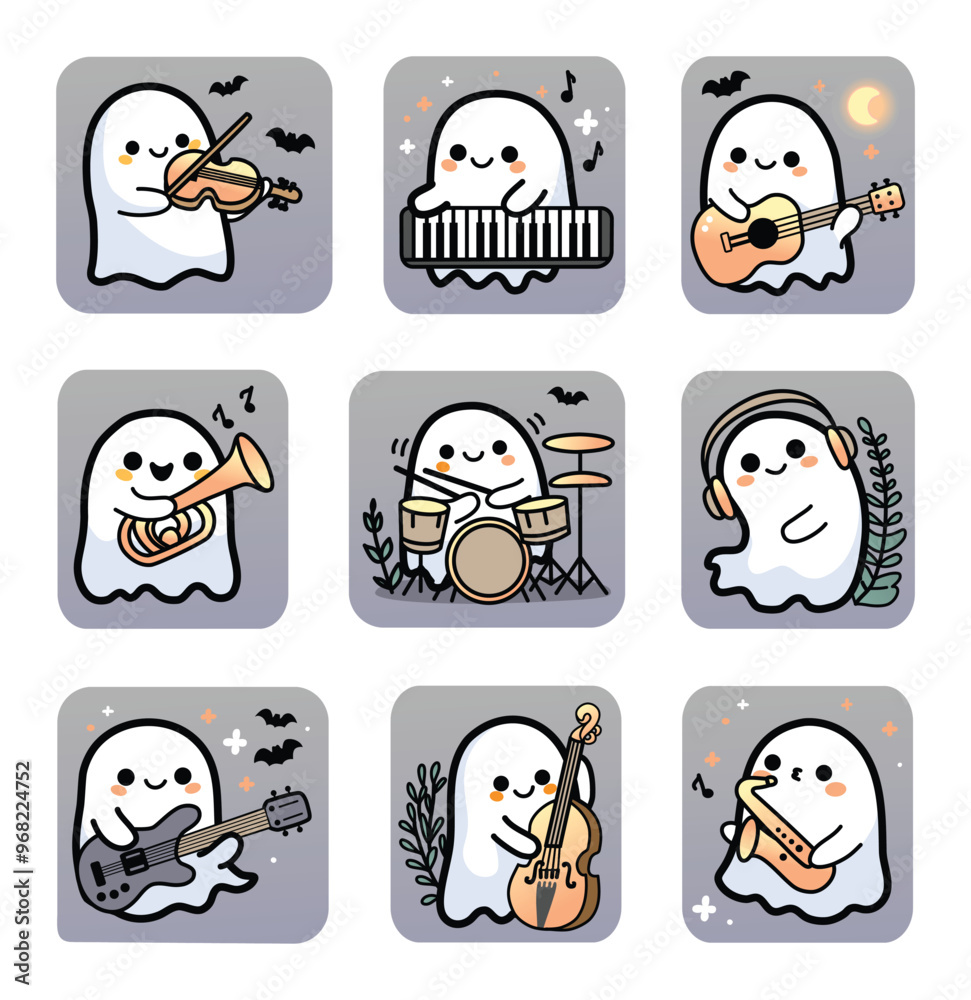9 Halloween stickers with music baby ghosts
