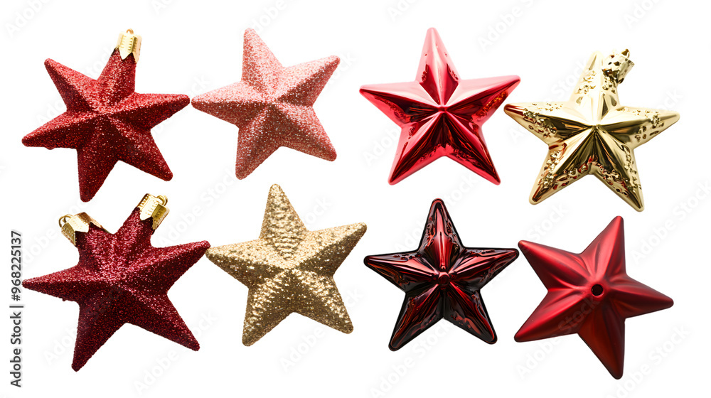 Collection of Christmas stars decorations, isolated on white background Collection of Christmas stars decorations, isolated on white background