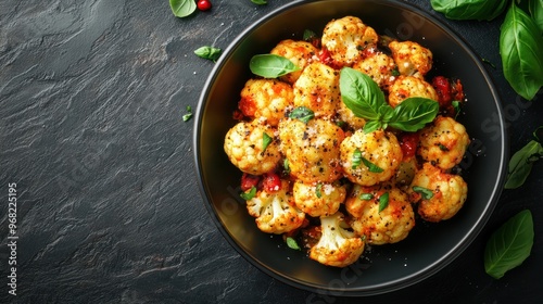 Roasted Cauliflower with Tomato Sauce and Basil