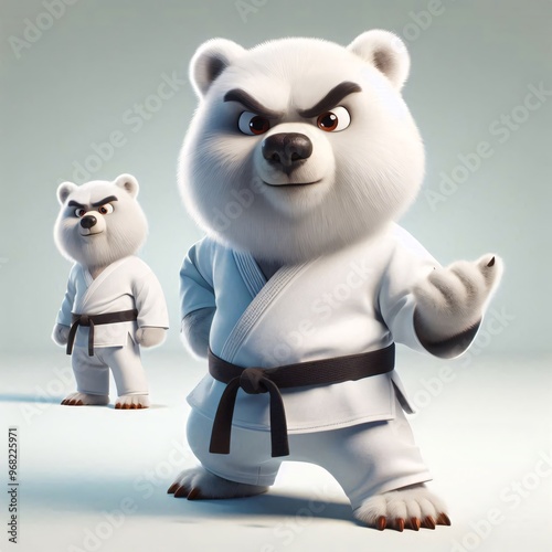 Karate animals on white background
 photo