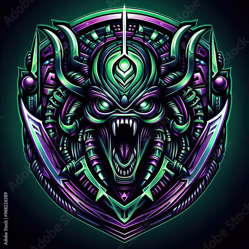 Alien creature logo with 3d illustration style