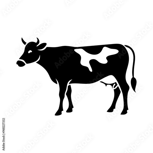 Cow Silhouette Icon - Transparent Background Clipart