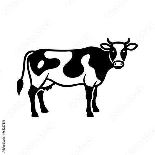 Cow Silhouette Icon - Transparent Background Clipart