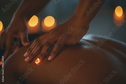 Wallpaper Mural Close-up of a Hand Massaging a Person's Back with Candlelight in the Background Torontodigital.ca
