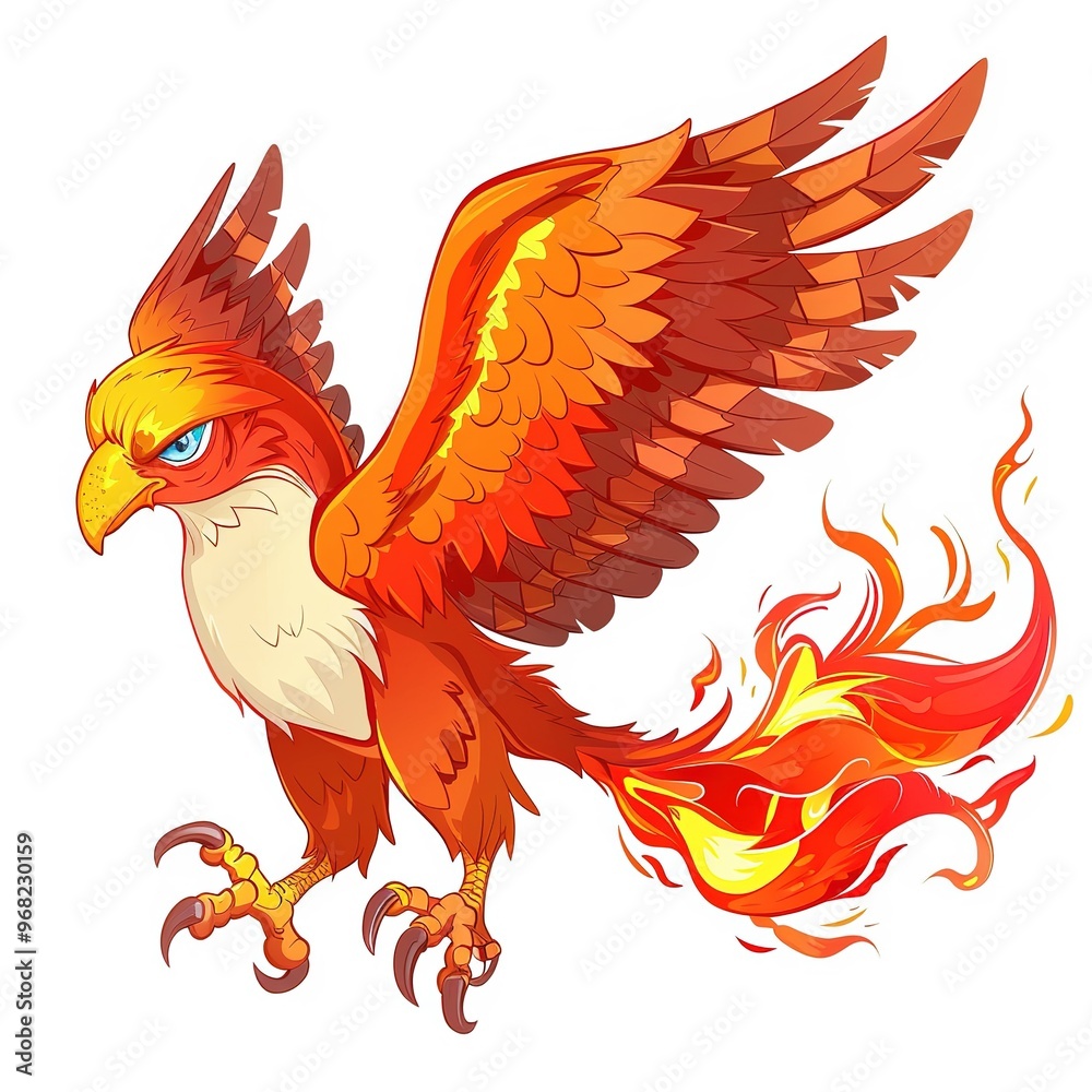 Fototapeta premium Hawk flame animal cartoon isolated whitebackground 16:9