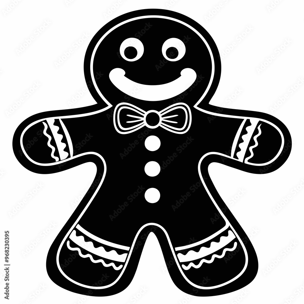 Gingerbread man cookie with a cheerful expression and decorative icing in a festive style Gingerbread man cookie with a cheerful expression and decorative icing in a festive style