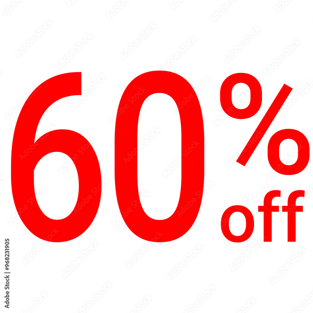 Banner, sign - 60 percent off, 60% off. Advertising for a sale. On a transparent background. Banner, sign - 60 percent off, 60% off. Advertising for a sale. On a transparent background.