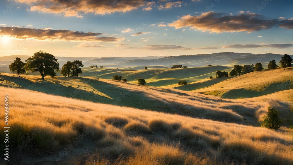 A field of grass with trees in the background A field of grass with trees in the background