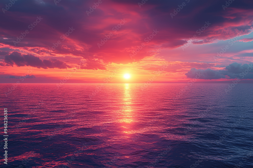 A vibrant sunset with gradients of orange, pink, and purple melting into the evening sky. Concept of natural color transitions. A vibrant sunset with gradients of orange, pink, and purple melting into the evening sky. Concept of natural color transitions.