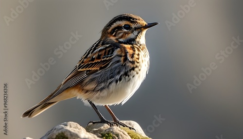 European stonechat gracefully perched with a serene background photo