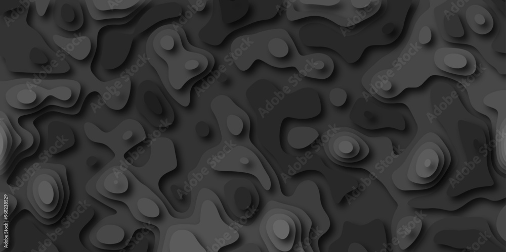 3D Stylized Gray Topographic Contour Scheme and Terrain. Geographic mountain terrain. Contour map background. 3D Cartographic Weave with seamless striped patterns and wavy Shapes. 3D Stylized Gray Topographic Contour Scheme and Terrain. Geographic mountain terrain. Contour map background. 3D Cartographic Weave with seamless striped patterns and wavy Shapes.