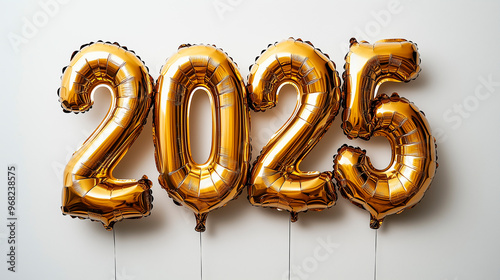 Balões dourados decorativos para o ano de 2025