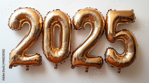 Balões dourados decorativos para o ano de 2025