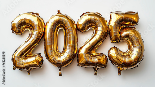 Balões dourados decorativos para o ano de 2025