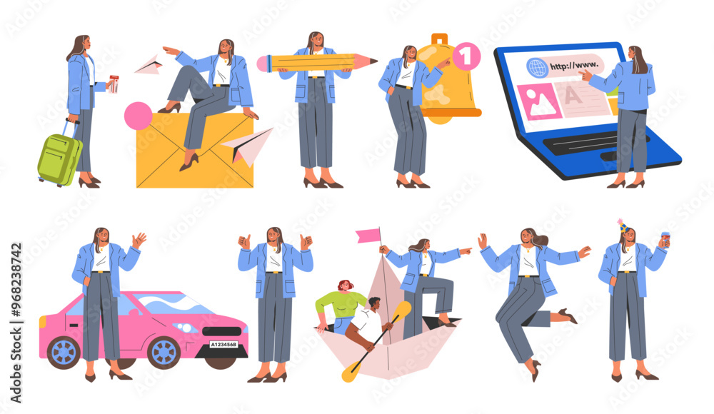 custom made wallpaper toronto digitalbusinesswoman set. Flat Vector Illustration