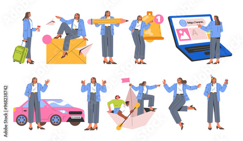 Wallpaper Mural businesswoman set. Flat Vector Illustration Torontodigital.ca