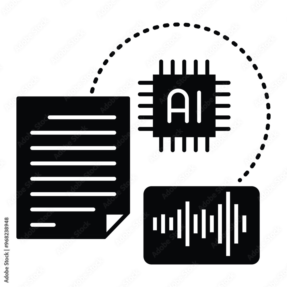Speech Synthesis Icon. Flat Illustration convert text to speech. AI ...