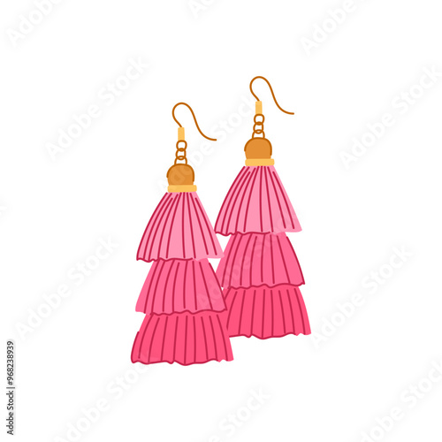 elegant tassel earrings cartoon. colorful statement, dangle fringe, beaded s elegant tassel earrings sign. isolated symbol vector illustration