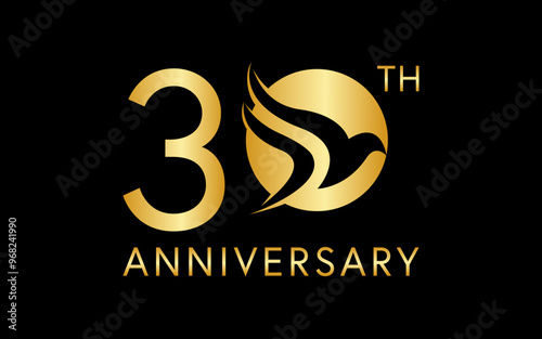simple 30th anniversary with negative space bird image in the logo circle