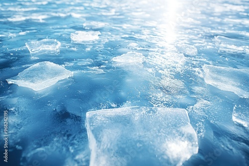 Close-up of Ice Chunks on a Frozen Body of Water photo