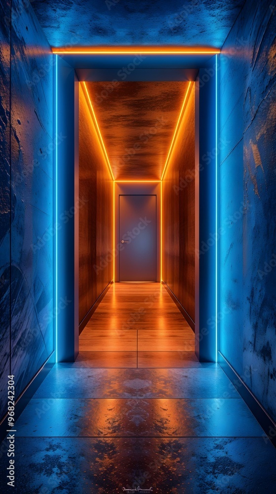 Obraz premium Entrance in blue and orange colors..