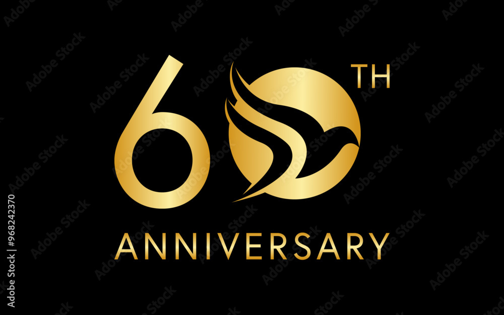 simple 60 anniversary with negative space bird image in the logo circle simple 60 anniversary with negative space bird image in the logo circle
