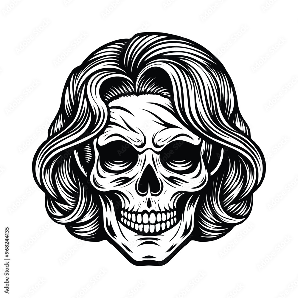 Woman skull silhouette art illustration Woman skull silhouette art illustration
