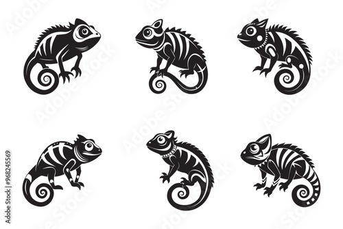 Chameleon silhouette vector art