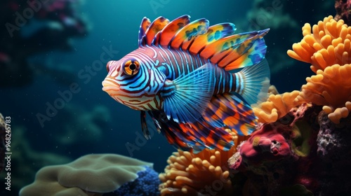 Colorful tropical fish swimming in vibrant coral reef underwater scene