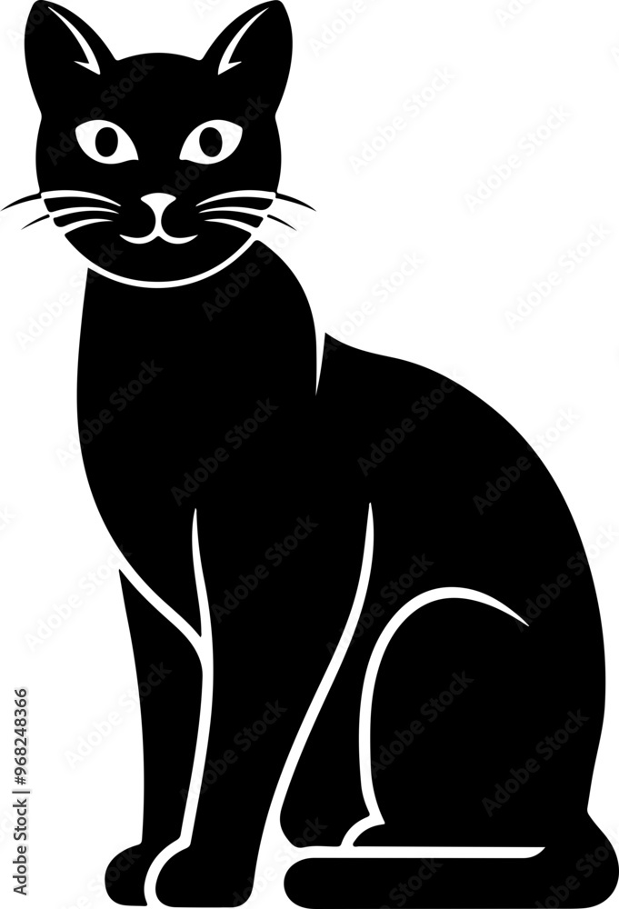 Stylized Black Cat Illustration with White Accents Stylized Black Cat Illustration with White Accents