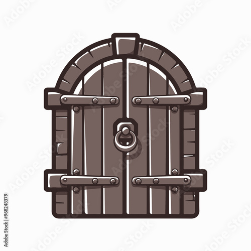 Illustration of a Rustic Wooden Door