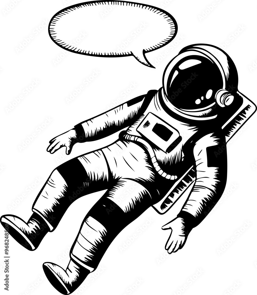 Astronaut in Space with Blank Speech Bubble